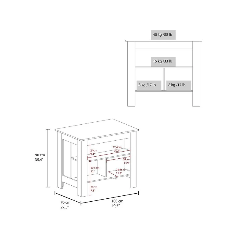 We Have Furniture Kitchen Island Ada, Kitchen, Taupe / White