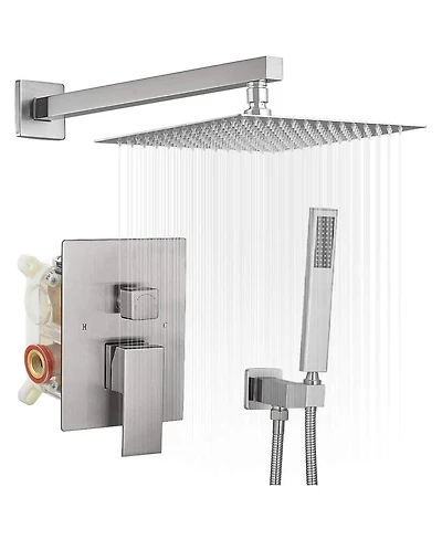 Greenspring Single Handle 2-Spray Square High Pressure Shower Faucet with 16"; Head Polished Chrome (Valve Included)