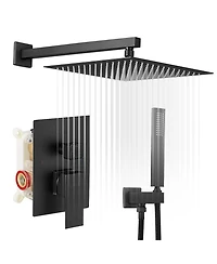 Greenspring Single Handle 2-Spray Square High Pressure Shower Faucet with 16"; Head Polished Chrome (Valve Included)