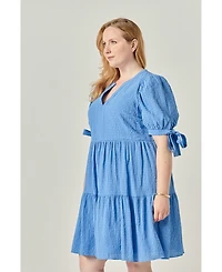 English Factory Plus Gingham Tiered Mini Dress