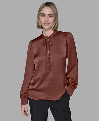 Karl Lagerfeld Paris Women's Tie Neck Top