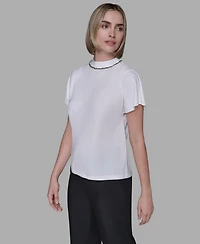 Karl Lagerfeld Paris Women's Mock Neck Top