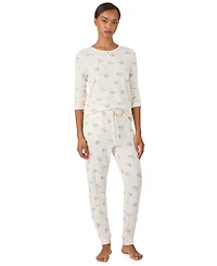 Lauren Ralph Women's 2 Piece Long Sleeve Top and Pants Pajama Set