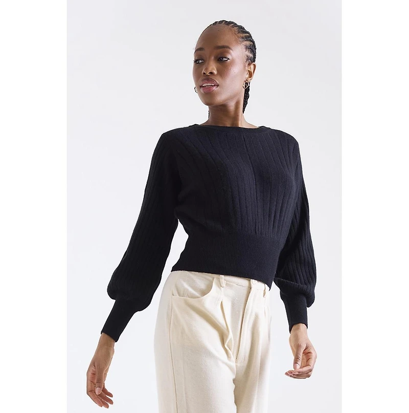 1982 Women's Rosa Ribbed Long Sleeve Cashmere Sweater