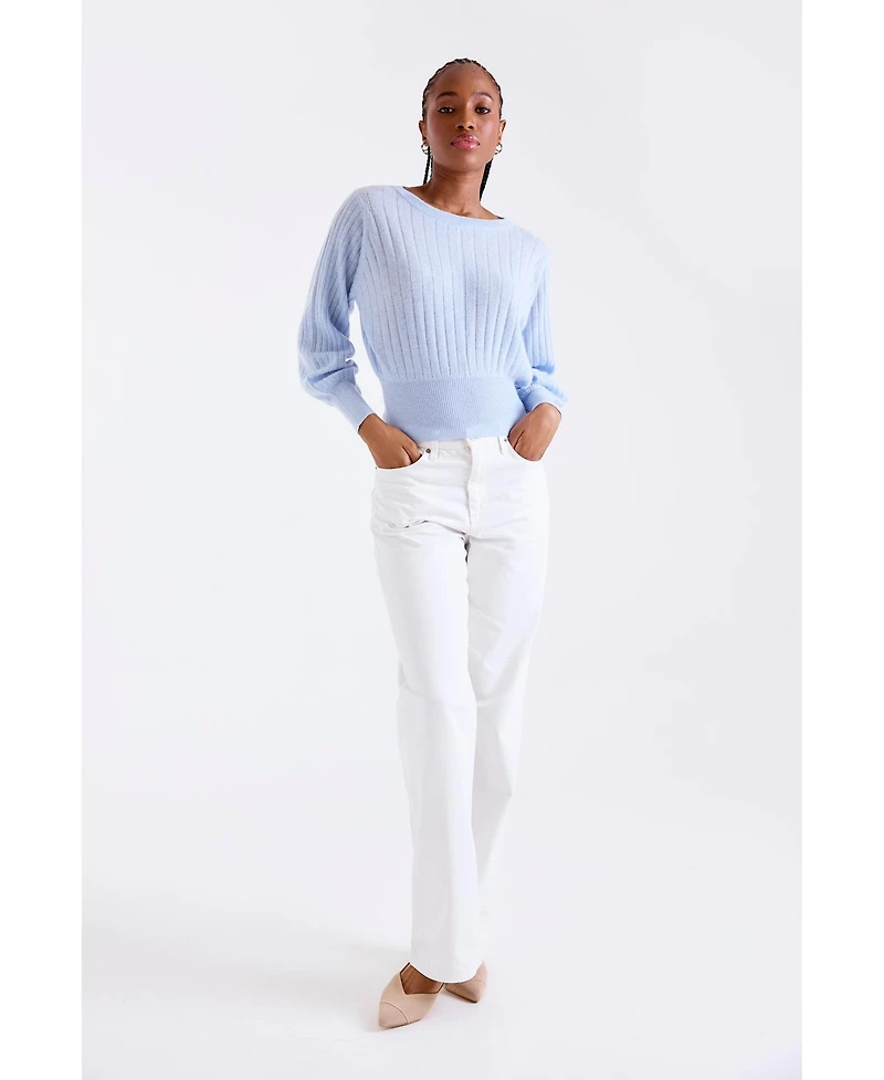 1982 Women's Rosa Ribbed Long Sleeve Cashmere Sweater