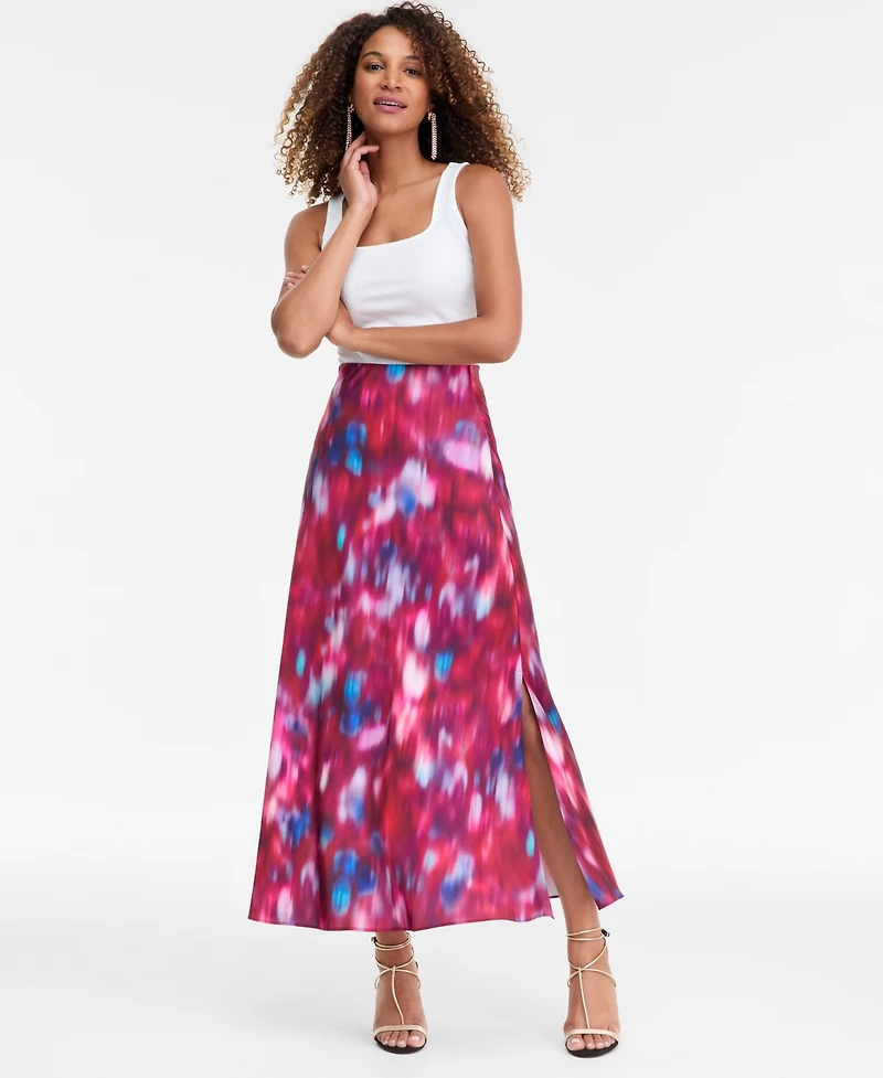 I.n.c. International Concepts Women's Printed Satin Midi Skirt, Macy's Exclusive