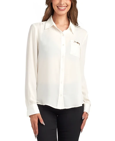 Bcx Juniors' Solid Dobby Long Sleeve Shirt