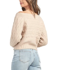 Bcx Juniors' Boat Neck Long Sleeve Cardigan Sweater