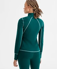 Id Ideology Women's Studio Quarter-Zip Contrast-Stitch Top, Macy's Exclusive