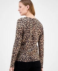 Charter Club Petite Cashmere Leopard-Print Sweater, Macy's Exclusive