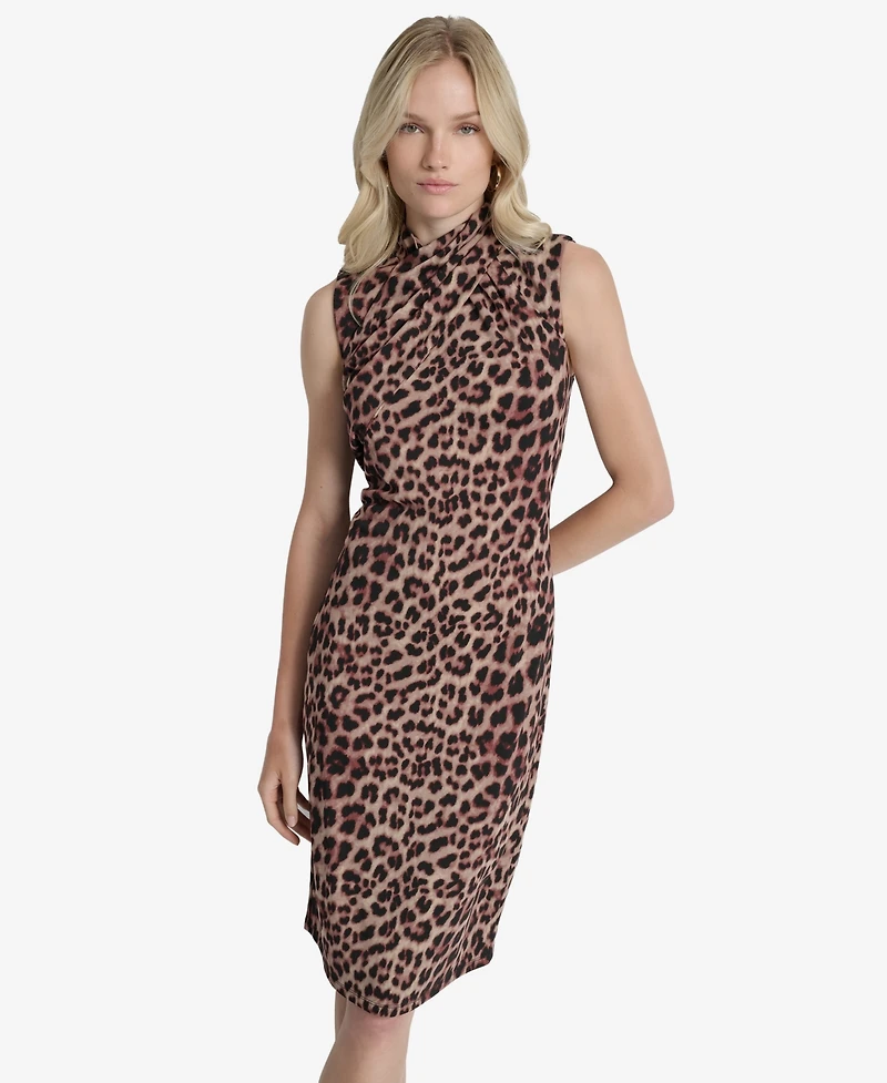 Dkny Women's Sleeveless Mock Neck Sheath Dress