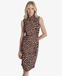 Dkny Women's Sleeveless Mock Neck Sheath Dress