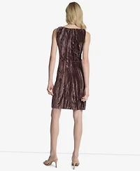 Dkny Women's Sleeveless Boat Neck Sheath Velvet Dress