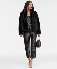 I.n.c. International Concepts Women's Long Pile Faux-Fur Chubby Jacket, Macy's Exclusive