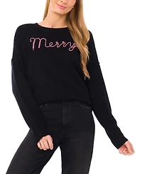 CeCe Women's Merry Candy Cane Detail Sweater