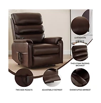 Maison Boucle Dark Brown Faux Leather Power Lift Chair with Heat, Massage & Dual Motor, Heavy Duty Recliner for Elderly with Remote-Maison Boucle