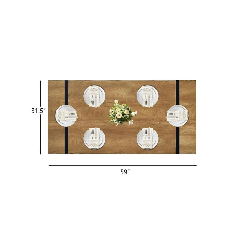 Maison Boucle Modern 59-Inch Dining Table with Four Stylish Chairs - Sleek Design for Contemporary Spaces