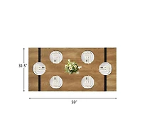 5-Piece Dining Set with 59 Inch Rectangular Table and 4 Upholstered Chairs, Space-Saving Design for Kitchen or Dining Room-Maison Boucle