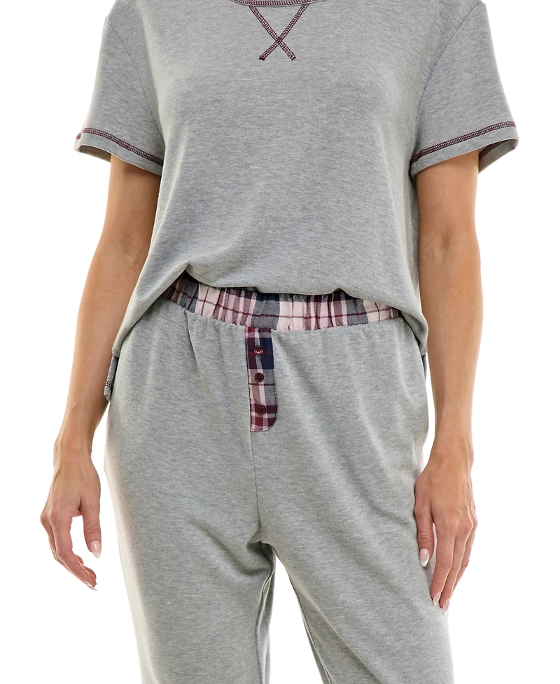 Roudelain Women's 2-Piece Short Sleeve Top and Flare Pants Set