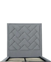 Manhattan Comfort Crosby Modern Twin-Size Velvet Upholstered Bedframe and Headboard
