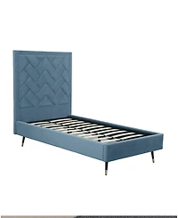 Manhattan Comfort Crosby Modern Twin-Size Velvet Upholstered Bedframe and Headboard