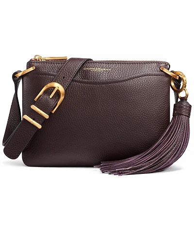 Donna Karan New York Glenwood Zippered Leather Crossbody with Tassel Detail