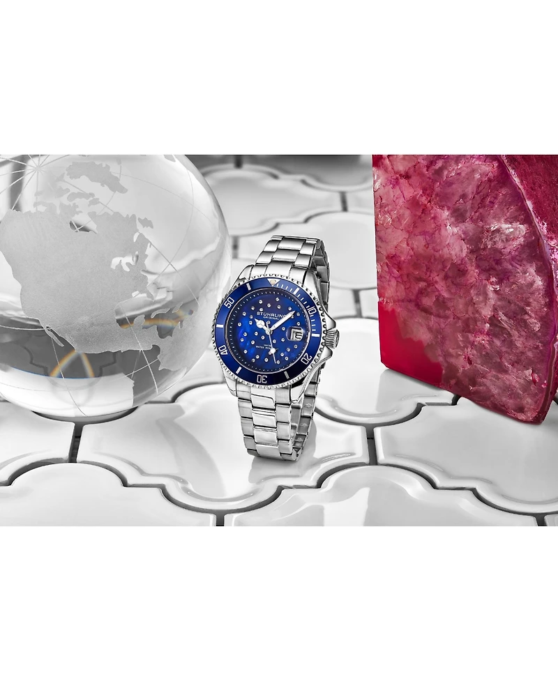 Stuhrling StarSea 3977 Women s Fashion Watch – Quartz Movement, 39mm Case, Mop Dial with Crystal Accents, 100M Water Resistance
