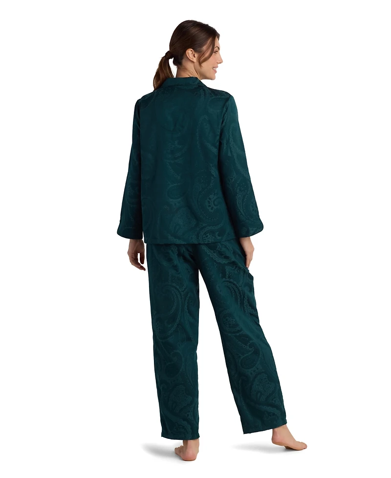 Miss Elaine Women's 2-Piece Notch Collar Top and Pull-On Pants Pajama Set