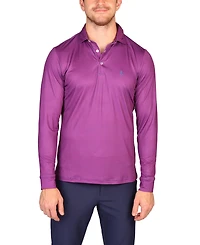 Tailorbyrd Men's Gameplay Long-Sleeve Perfomance Polo - Mini Houndstooth