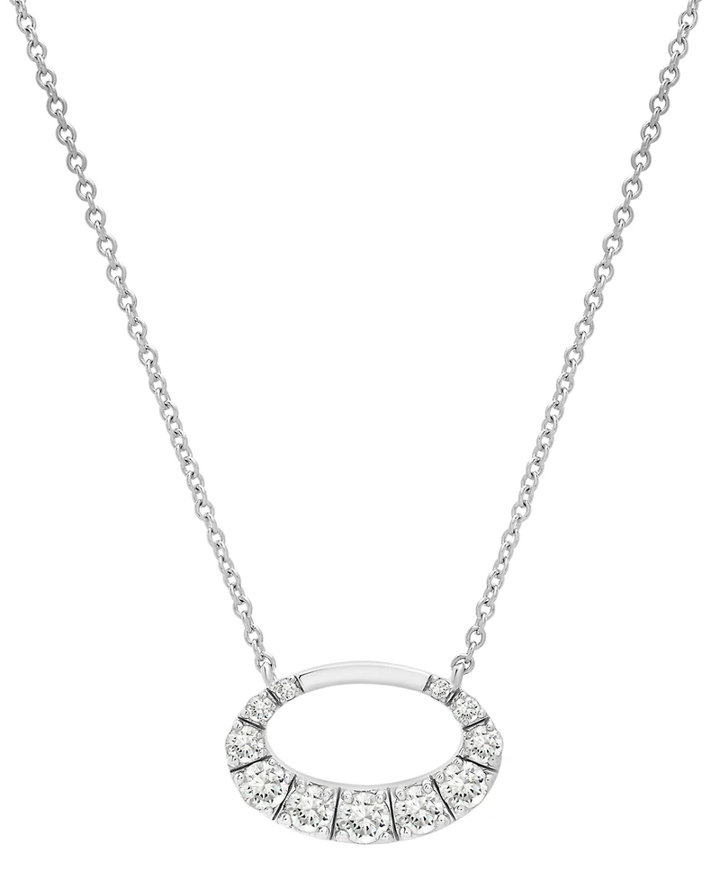 Diamond Oval Necklace (1/3 ct.t.w.) in 10k White Gold