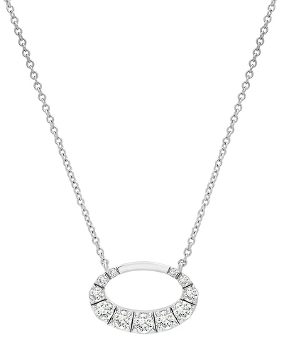 Diamond Oval Necklace (1/3 ct.t.w.) in 10k White Gold