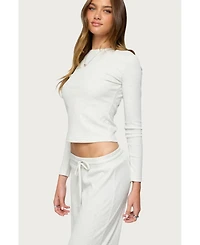 Edikted Women's Cicilia Long Sleeve Ribbed T Shirt