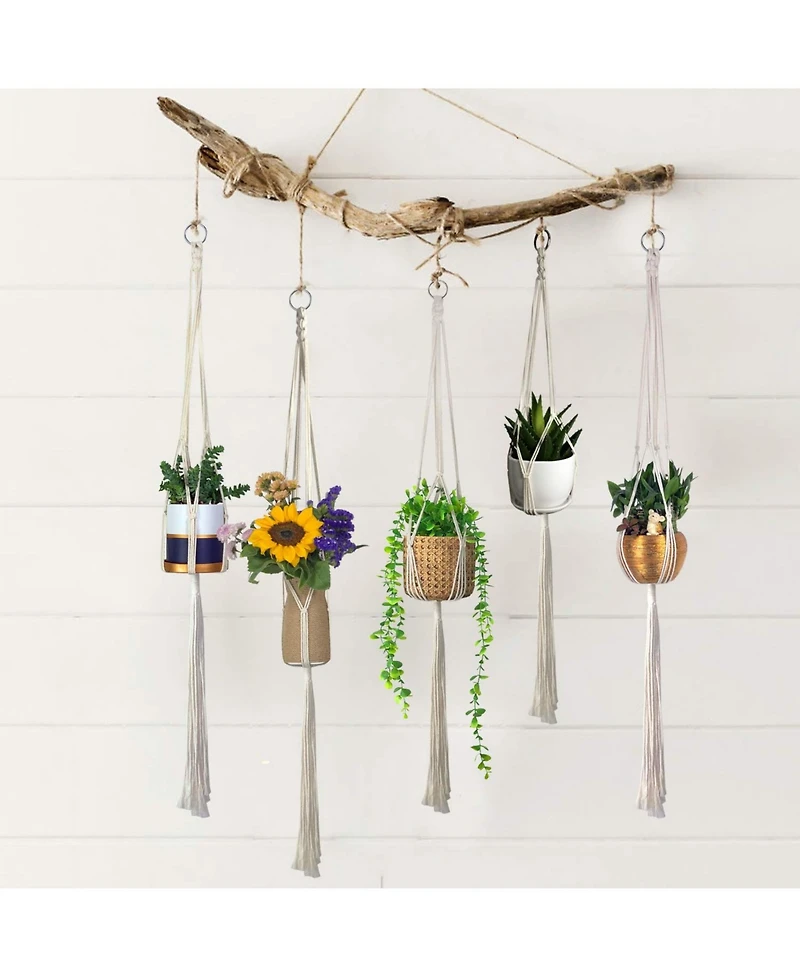 Alladinbox Macrame Plant Hanger 2-Pack Indoor Outdoor Hanging Planter Holder