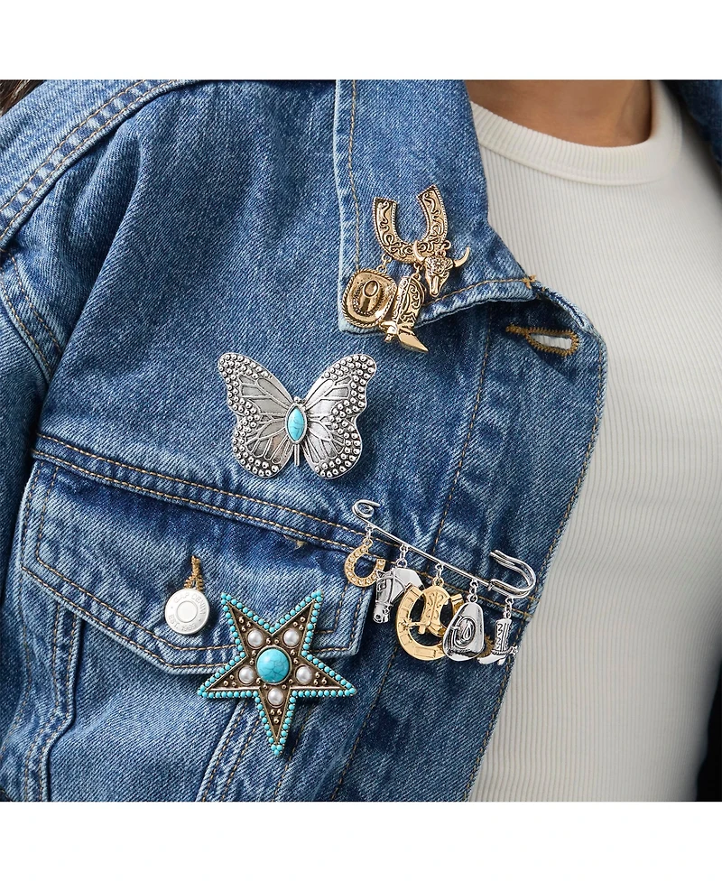 Jessica Simpson Turquoise Star Pin with Crystal Accents
