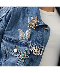 Jessica Simpson Turquoise Star Pin with Crystal Accents