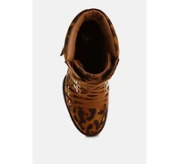 London Rag Fremont Leopard Print Chunky Boots Women