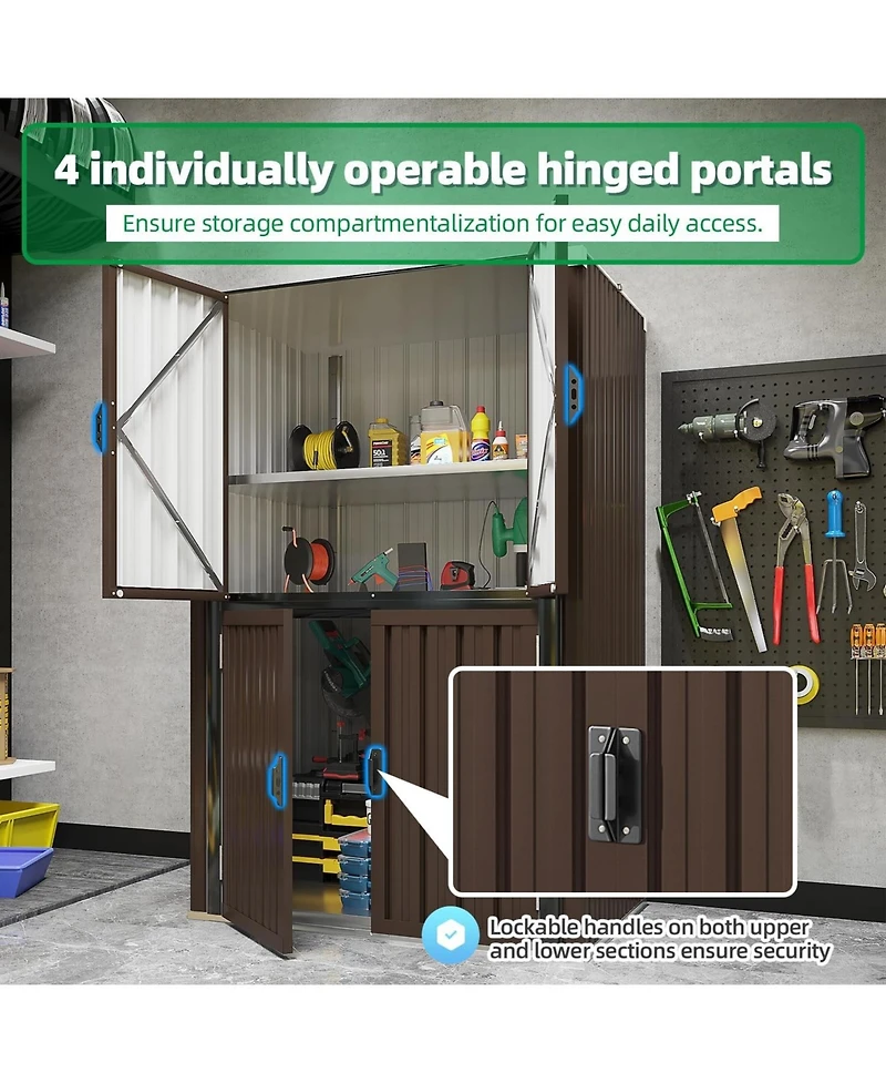 Aecojoy Outdoor Storage Cabinet Waterproof with Shelves, Vertical Tall Sheds