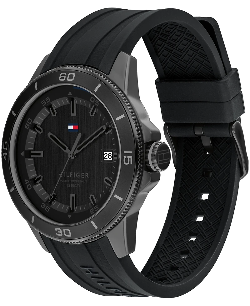Tommy Hilfiger Men's Quartz Black Silicone Strap Watch, 43mm