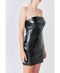 Grey Lab Women's Strapless Faux Leather Mini Dress