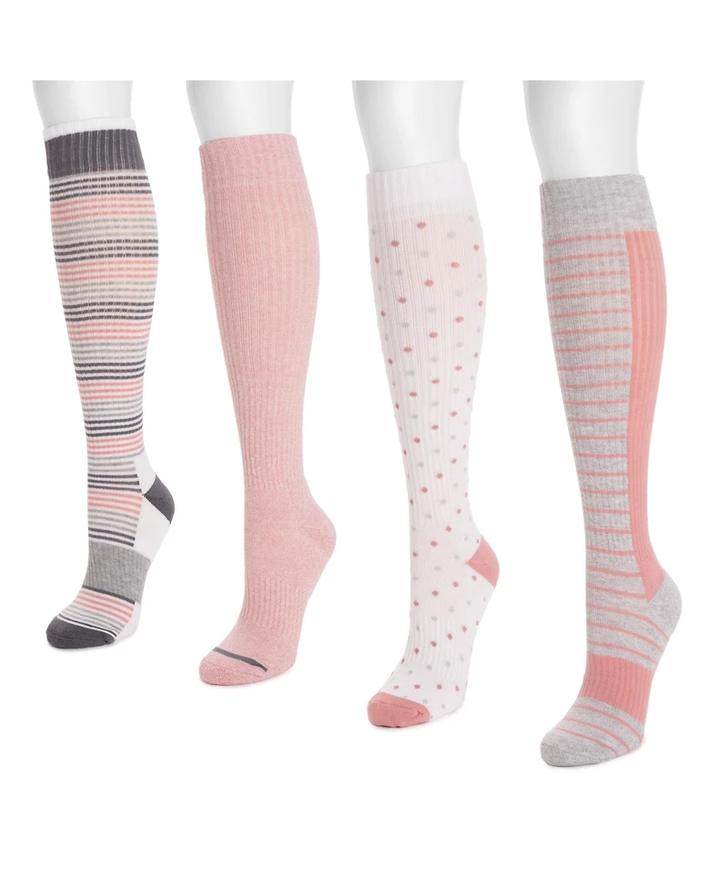 Muk Luks Women's 4pk Compression Sock-Wide