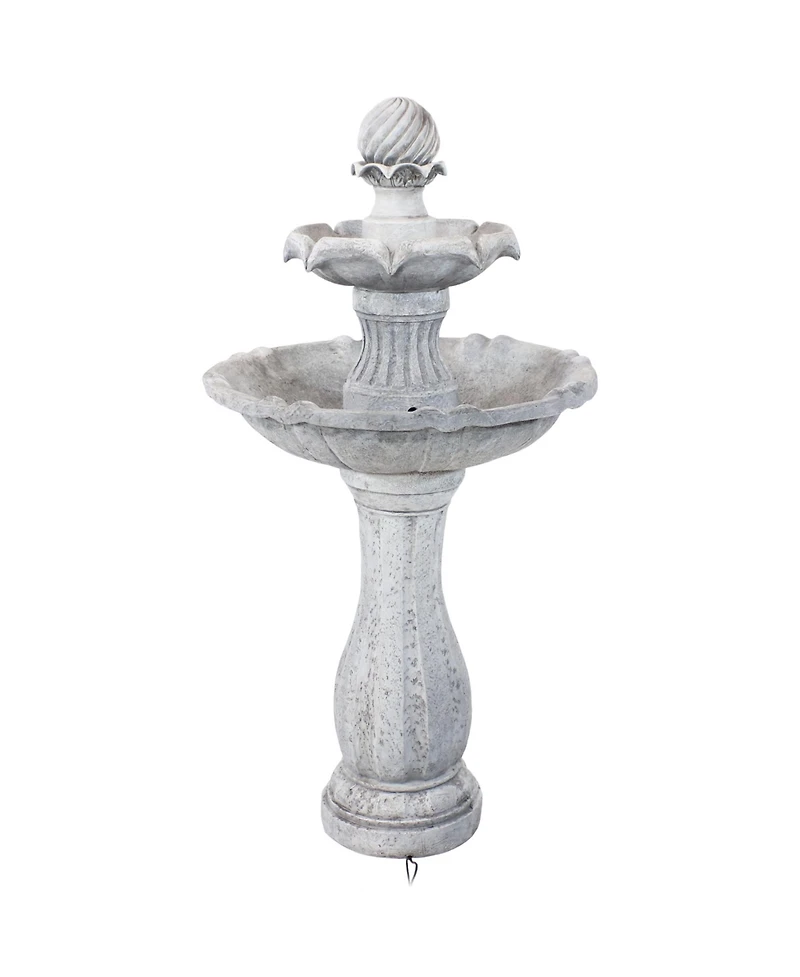 Sunnydaze Decor 45" H Outdoor Arcade 2-Tier Solar Water Fountain with Battery Backup and Led Light