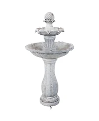 Sunnydaze Decor 45" H Outdoor Arcade 2-Tier Solar Water Fountain with Battery Backup and Led Light