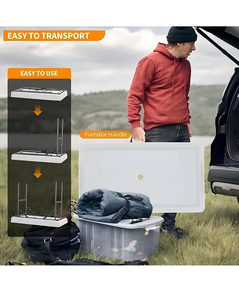 Sugift Portable Ice Cooler Table with Drain, Skirt & Handle, 440LBS Capacity
