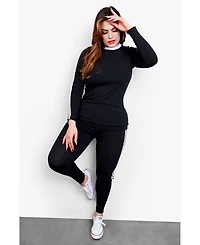 Rebdolls Women's Plus Striped Long Sleeve Top & Legging Set