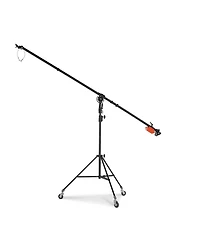 Manfrotto 025BS Super Boom Arm with Pivoting Clamp 123, Counter Weight 022, Cable Clips and Cine Stand 008 with Casters, Black Anodized