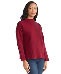 Jones New York Petite Striped Mock Neck Sweater
