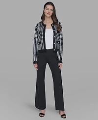 Karl Lagerfeld Paris Women's Houndstooth Long Sleeve Cardigan