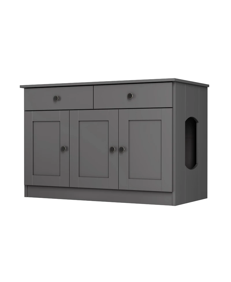 Palace Imports 100% Solid Wood Ziva 3-Door Cat Litter Box Enclosure