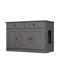 Palace Imports 100% Solid Wood Ziva 3-Door Cat Litter Box Enclosure