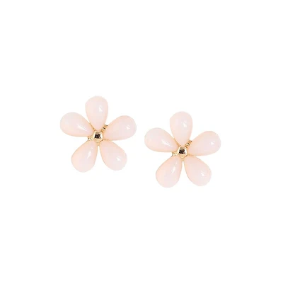 Sohi Women's Gold Floral Stud Earrings